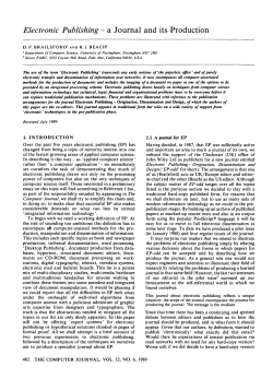 Electronic Publishing - a. Journal and its Production