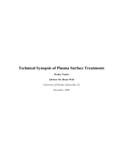 Technical Synopsis of Plasma Surface Treatments