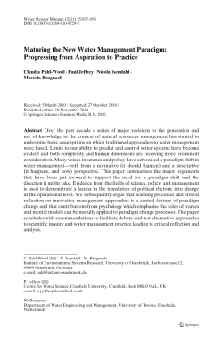 Maturing the New Water Management Paradigm