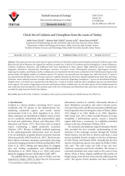 Check-list of Cnidaria and Ctenophora from the coasts of Turkey