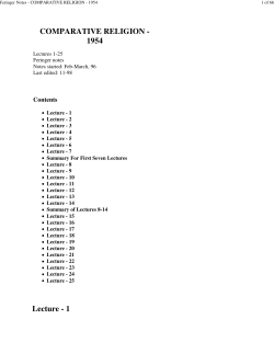 Feringer Notes - COMPARATIVE RELIGION