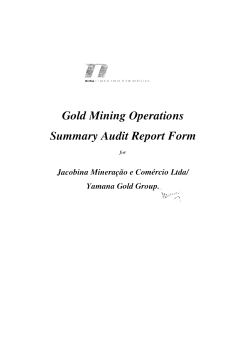 Gold Mining Operations Summary Audit Report Form
