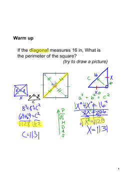 If the diagonal measures 16 in, What is the perimeter of the square