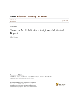 Sherman Act Liability for a Religiously Motivated
