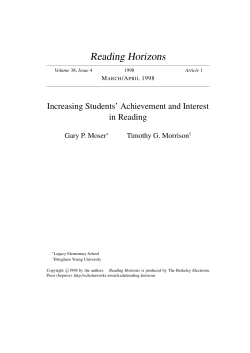 Increasing Students` Achievement and Interest in Reading