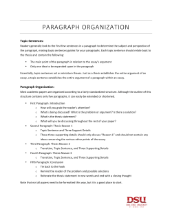 paragraph organization - Dixie State University :: Writing Center