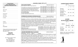 JUNIORS PRIVATE LESSONS JUNIORS ON-THE