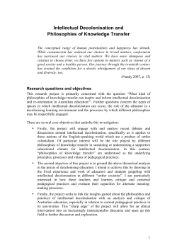 Intellectual Decolonisation and Philosophies of Knowledge