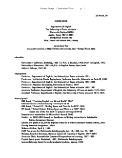 Curriculum Vitae - UT College of Liberal Arts