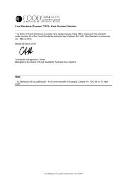 Food Standards (Proposal P1025 &ndash; Code Revision) Variation The