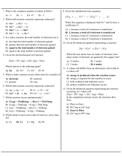 A) +1 B) &ndash;1 C) +7 D) &ndash;7 1. What is the oxidation number of iodine