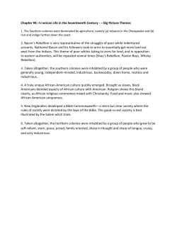Chapter #4: American Life in the Seventeenth Century