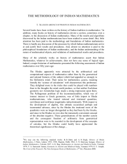The Methodology of Indian Mathematics.