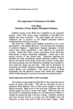 The Anglo-Saxon Translations of the Bible Clint Banz Librarian