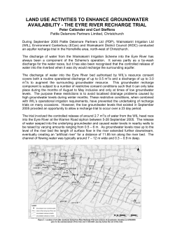 Land Use Activities to Enhance Groundwater Availability