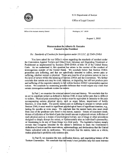Memorandum for Alberto R. Gonzales, Counsel to the President