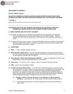 Code of Colorado Regulations - Colorado Secretary of State