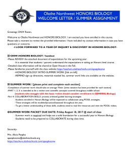 2017-18 onw honors biology summer work
