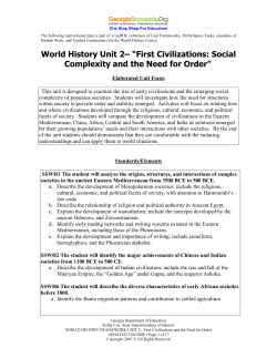 UNIT # 2&ndash; &ldquo;First Civilizations: Social Complexity