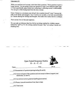 Open Ended Response Rubric R_A_C_E