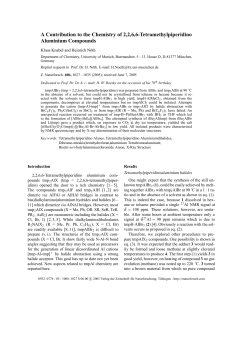 A Contribution to the Chemistry of 2,2,6,6