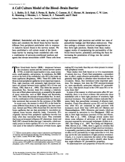 A Cell Culture Model of the Blood-Brain Barrier