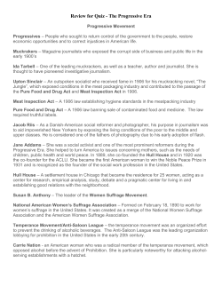 Review for Quiz - The Progressive Era