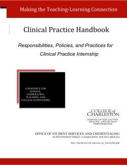 Clinical Practice Handbook - Department of Teacher Education