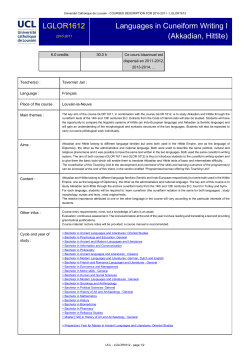 Languages in Cuneiform Writing I (Akkadian, Hittite)