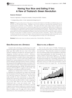 Having your rice and eating it too- a view of thailand`s green revolution