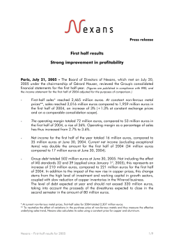 First half results Strong improvement in profitability