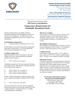 Temperature Requirements for Potentially Hazardous Foods