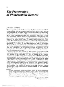 The Preservation of Photographic Records