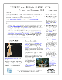TPS-MTSU newsletter: The 1920s - Middle Tennessee State University