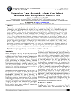 Phytoplankton Primary Productivity in Lentic Water Bodies of