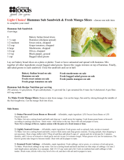 Light Choice! Hummus Sub Sandwich