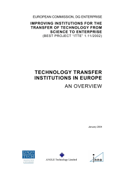 EUROPA - Enterprise - Improving Institutions for the Transfer of