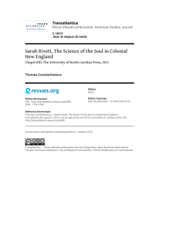 Sarah Rivett, The Science of the Soul in Colonial New England