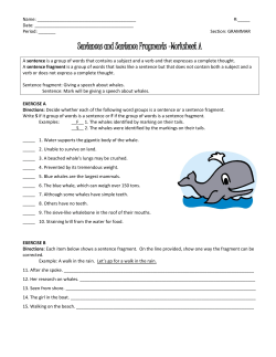 Sentences and Sentence Fragments –Worksheet A