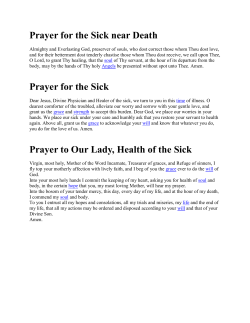 Prayer for the Sick near Death Prayer for the Sick Prayer to Our Lady