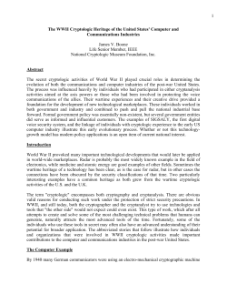 The WWII Cryptologic Heritage of the United States` Computer and