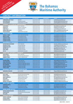 List of BMA Office Contacts - The Bahamas Maritime Authority