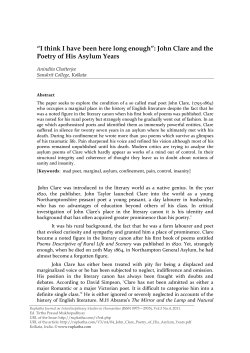 John Clare and the Poetry of His Asylum Years