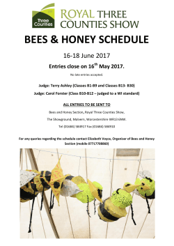 Bees and Honey Schedule 2017