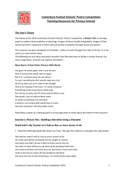 Canterbury Festival Schools` Poetry Competition Teaching