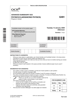 Question paper - Unit G491 - Physics in action
