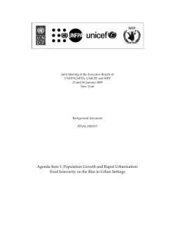 Agenda Item 1: Population Growth and Rapid Urbanization