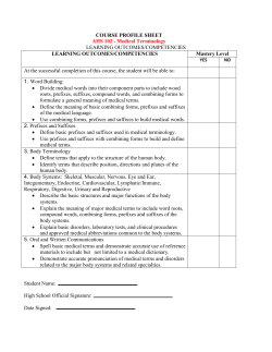 COURSE PROFILE SHEET AHS 102