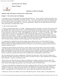 Adler Questions to Guide CHAPTER 1