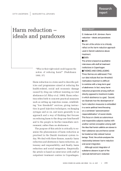 Harm reduction &ndash; ideals and paradoxes